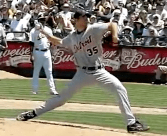 Notice the elbow and wrist position as his lead foot makes contact 